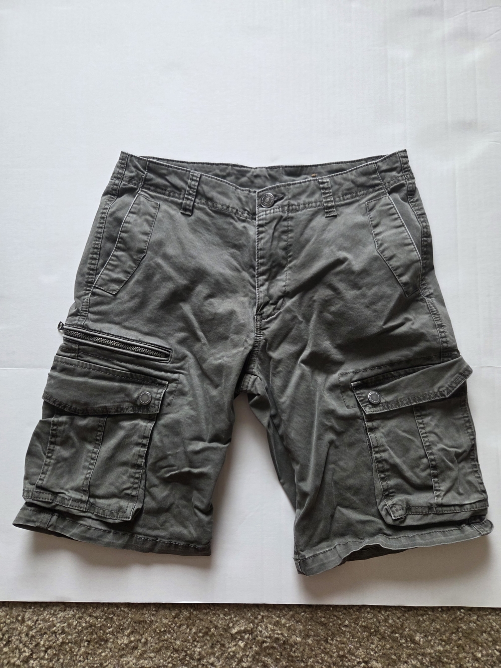 K-Way Elements Mens Cargo Shorts Size 32 Gray Utility‎ Multi Pocket Hiking